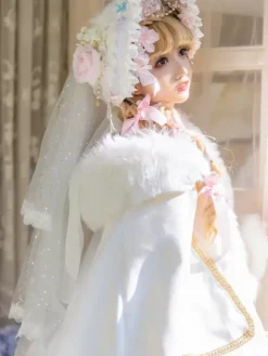 ROCOCO Style Lolita Cape White Polyester Color Block Fall Lolita Outwears