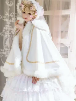 ROCOCO Style Lolita Cape White Polyester Color Block Fall Lolita Outwears