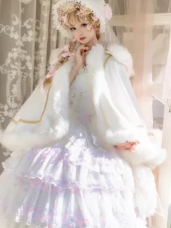 ROCOCO Style Lolita Cape White Polyester Color Block Fall Lolita Outwears
