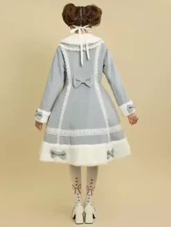 ROCOCO Style Lolita Coats Pink Coat Bows Ruffles Overcoat Polyester Winter Lolita Outwears