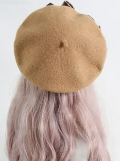 ROCOCO Style Lolita Hat Bows Accessory Plaid Polyester Mahogany Lolita Accessories