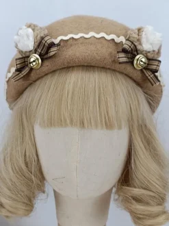 ROCOCO Style Lolita Hat Bows Ruffles Accessory Polyester Mahogany Lolita Accessories