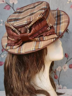 ROCOCO Style Lolita Hat Infanta Brown Bows Accessory Stripes Plaid Polyester Lolita Accessories