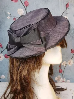 ROCOCO Style Lolita Hat Infanta Brown Bows Accessory Stripes Plaid Polyester Lolita Accessories