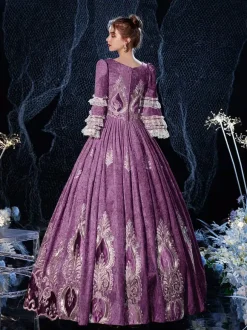 Rococo Victorian Costume Dress Burgundy Lace Cotton Cosplay Costume Carnival