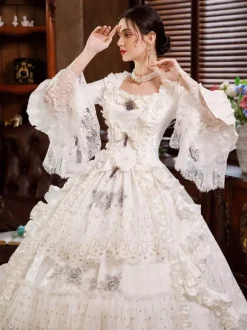 Rococo Victorian White Retro Tudor Dress Costumes For Women Dress Burgundy