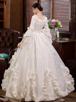 Rococo Victorian White Retro Tudor Dress Costumes For Women Dress Burgundy