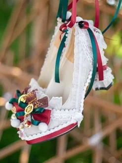 ROCOCO Style Lolita Footwear Light Sky Blue Color Block Bows Lace Ruffles Round Toe PU Leather Lolita Pumps