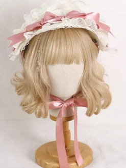 ROCOCO Style Lolita Hat Purple Lace Ruffles Bows Accessory Polyester Lolita Accessories