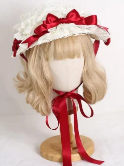 ROCOCO Style Lolita Hat Purple Lace Ruffles Bows Accessory Polyester Lolita Accessories