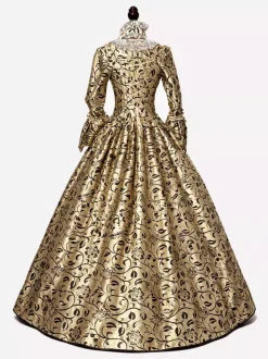 Rococo Victorian Dress Lace With Choker Long Length Princess Women's Plus Size Masquerade Party & Evening Carnival of Venice Adults' Dress