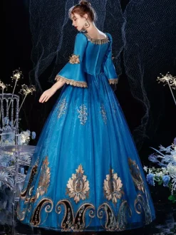 Rococo Victorian Retro Costume Dress Royal Blue Lace Costume