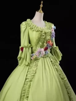 Rococo Women's Dress Vintage Clothing Long Sleeve Ruffles Ball Gown