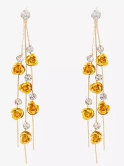 Rose Floral Drop Earrings For Women 2026