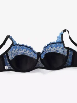 Rose Full Coverage Two-Tone Daily Casual Embroidered Lingerie Bra