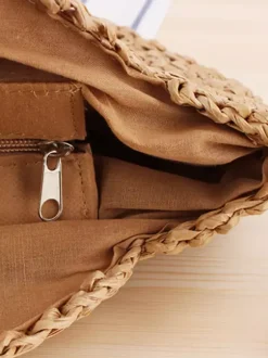 Round Hollow Shoulder Bag Paper Rope Woven Beach Bag For Women 2026