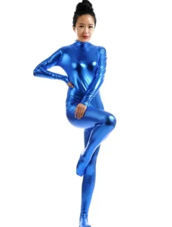 Royal Blue Adults Bodysuit Cosplay Jumpsuit Shiny Metallic Catsuit