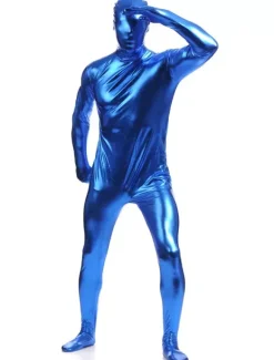 Royal Blue Zentai Suit Adults Full Body Shiny Metallic Bodysuit for Men