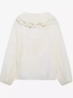 Ruffled Long Sleeve V-neck Blouse For Spring 2026