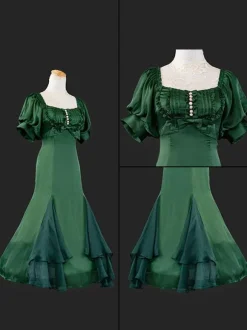 Ruffles Lace Up Lolita OP Dress Burgundy Short Sleeves Lolita One Piece Dresses