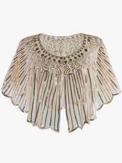 1920s Great Gatsby Accessory Sequins Flapper Cape Coat Champagne Retro Costume Accessories