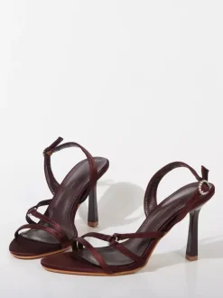 Satin Bridesmaid Shoes White Open Toe High Heel Sandal Shoes