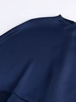 Satin Cape Sleeve High Neck Bodycon Mini Dress For Women 2026