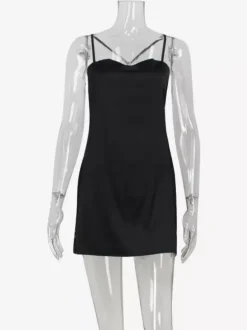 Satin Slip Mini Dress For Women - Sexy Black Sheer Lace Side Bodycon - Summer Night Out Clubwear 2026