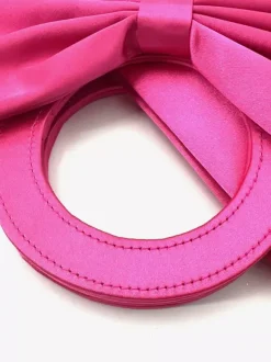 Satin Bow Ring Handle Mini Evening Bag Detachable Chain Crossbody Purse Wedding Party Clutch Handbag