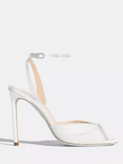 Satin High Heel Party Shoes Women's Peep Toe Rhinestones Pumps