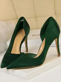 Satin High Heels Women Pointed Toe Stiletto Heel Pumps
