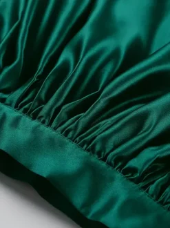 Satin High Waist Women Maxi Skirt - Elegant Pleated Full Swing - Royal Core Wedding Guest Party Skirt 2026