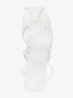 Satin Party Shoes Blue Lace Up High Heel Sandal Shoes For Women