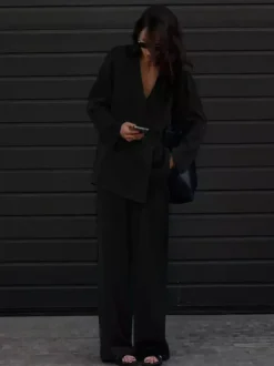 Satin Suit Blazer And Pants Spring Two Piece Co-ord Set For Women 2026