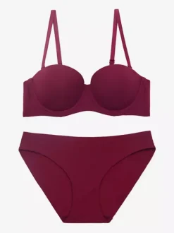 Seamless Demi Cup Underwire Bra Mid Rise Panty Lingerie Set