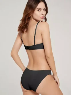 Seamless Demi Cup Underwire Bra Mid Rise Panty Lingerie Set