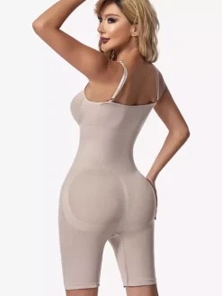 Seamless Spaghetti Strap Mid Thigh Body Shaper Bodysuit