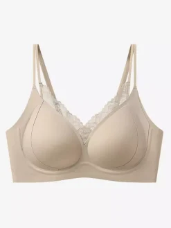 Seamless Wireless Bra With Lace Trim Comfort Push-Up Bralette