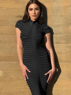 See Through Bodycon Dress Short Sleeve Ruched Night Out Maxi Dresses