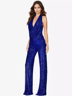 Sequin Jumpsuit Semi Formal Sleeveless Club Nightwear For Women
