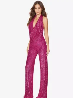 Sequin Jumpsuit Semi Formal Sleeveless Club Nightwear For Women