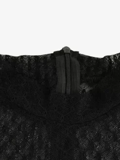 Sequin Mesh Jumpsuit For Women - Black Sexy Sheer Baddie Long Sleeve Bodysuit - Spring Clubwear Night Out Party 2026