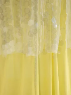 Sequin Sheer Maxi Slip Dress for Women - Butter Yellow Boho Backless V Neck Mermaid Cut Evening Gown - Summer Beach 2026