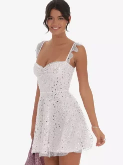 Sequin Tulle Mini Dress For Women - Sweetheart Neck Lace Up Back Sleeveless A-Line Sun Dress - Summer Birthday Party 2026