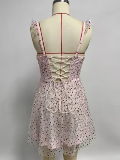 Sequin Tulle Mini Dress For Women - Sweetheart Neck Lace Up Back Sleeveless A-Line Sun Dress - Summer Birthday Party 2026