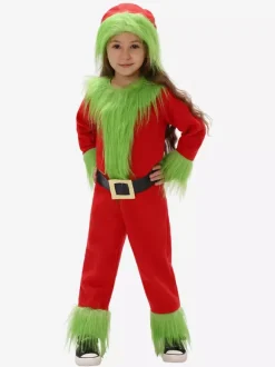 Set Christmas Red Sash Jumpsuit Hat Polyester Two-Tone Christmas Holidays Costumes