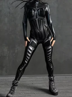 Sexy Cyberpunk Womens Zentai 3D Anatomical Jumpsuit Venice Carnival Skin Suit