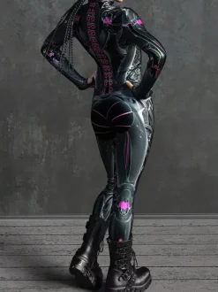 Sexy Cyberpunk Womens Zentai 3D Anatomical Jumpsuit Venice Carnival Skin Suit