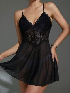 Sexy Daily Casual Lace Black Babydolls & Chemises