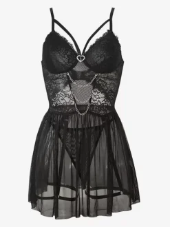 Sexy Daily Casual Lace Semi-Sheer Red Babydolls & Chemises